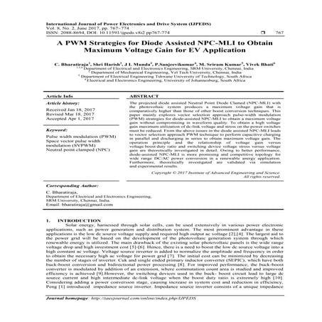 A PWM Strategies for Diode Assisted NPC-MLI to Obtain Maximum Voltage Gain fo...