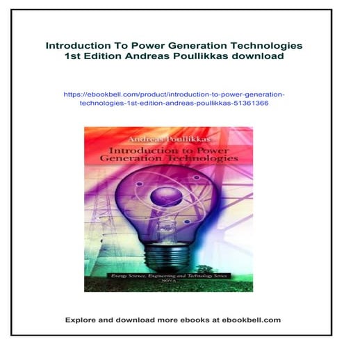 Introduction To Power Generation Technologies 1st Edition Andreas Poullikkas