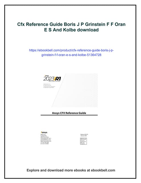 Cfx Reference Guide Boris J P Grinstein F F Oran E S And Kolbe