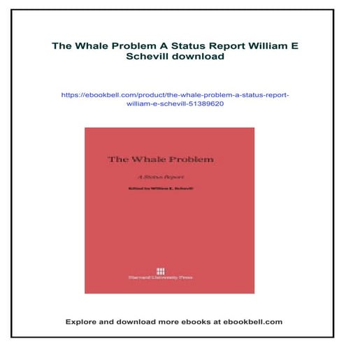 The Whale Problem A Status Report William E Schevill | PDF