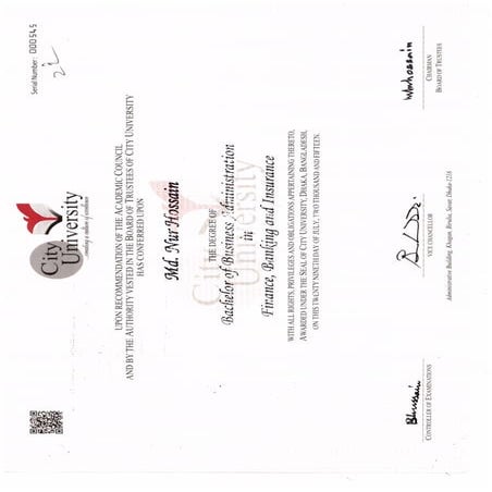BBA Certificate & Transcripts
