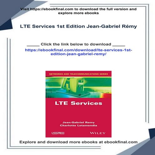 LTE Services 1st Edition Jean-Gabriel Rémy