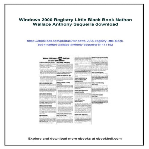 Windows 2000 Registry Little Black Book Nathan Wallace Anthony Sequeira