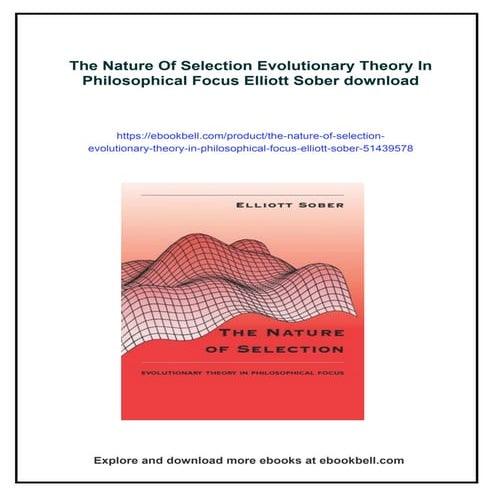 The Nature Of Selection Evolutionary Theory In Philosophical Focus ...