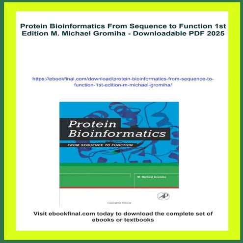 Protein Bioinformatics From Sequence to Function 1st Edition M. Michael Gromiha