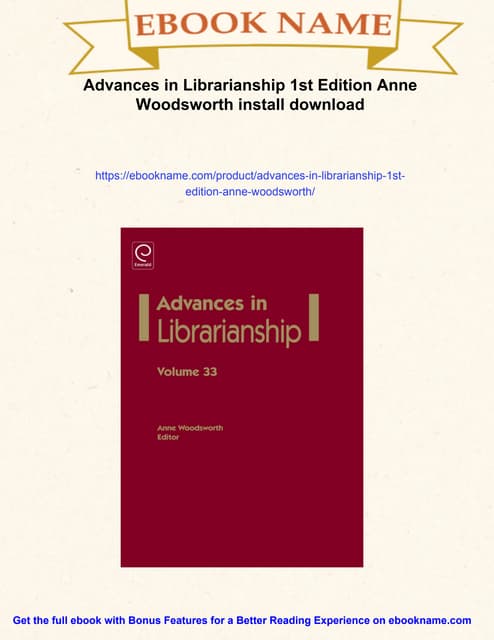 Advances in Librarianship 1st Edition Anne Woodsworth