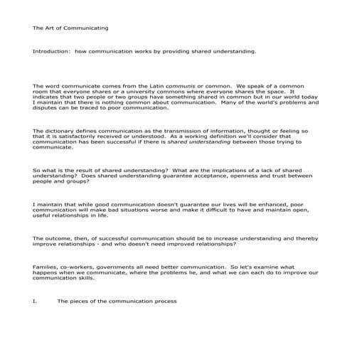 The Art of Communicating