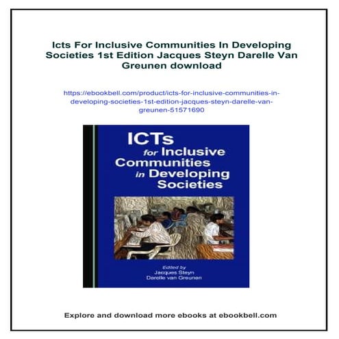 Icts For Inclusive Communities In Developing Societies 1st Edition Jacques St...