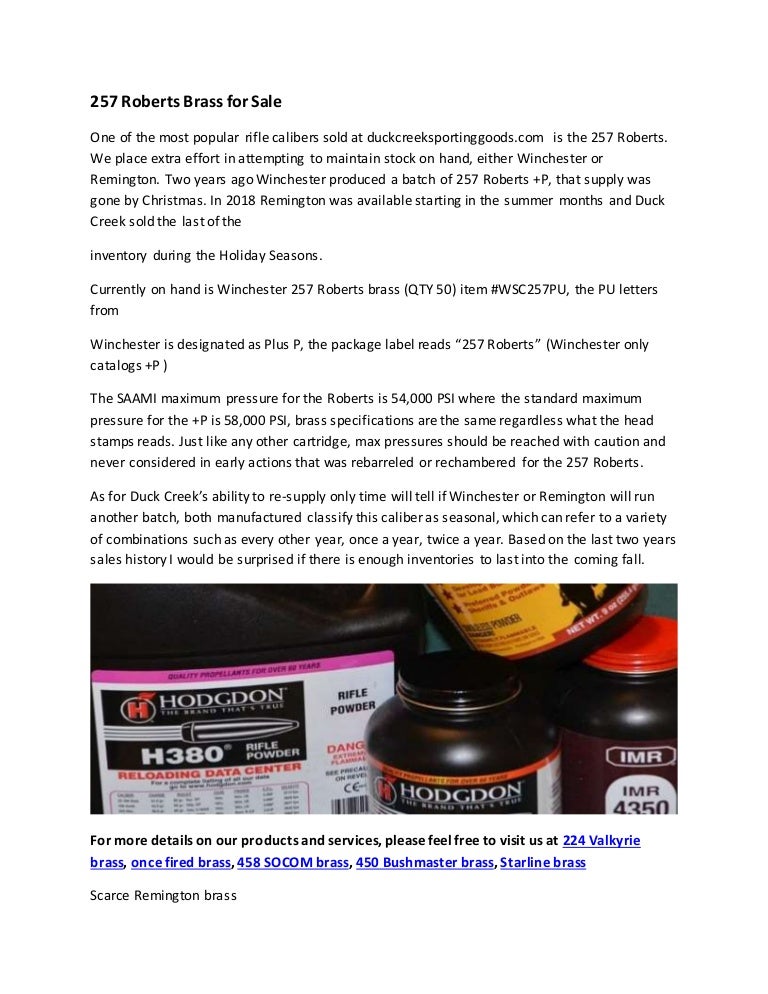 257 Roberts Brass For Sale