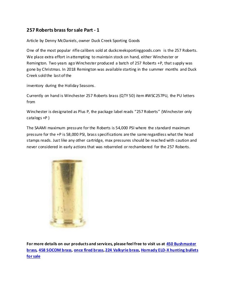 257 Roberts Brass For Sale Part 1