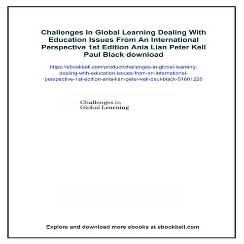 Challenges In Global Learning Dealing With Education Issues From An Internati...