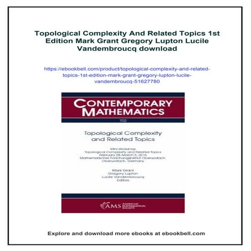Topological Complexity And Related Topics 1st Edition Mark Grant ...