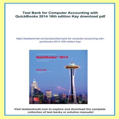 Computer Accounting with QuickBooks 2014 16th Edition Kay Test Bank | PDF
