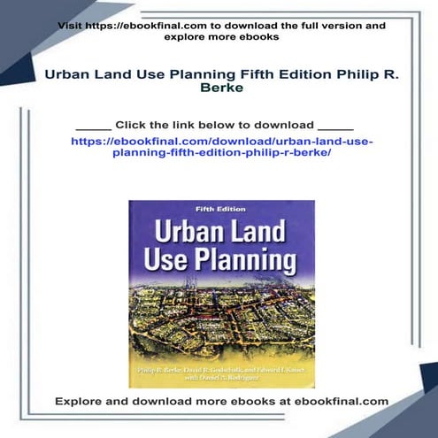 Urban Land Use Planning Fifth Edition Philip R. Berke
