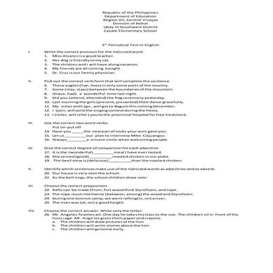 3rd periodical ENglish 9 Test 