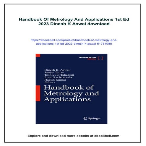 Handbook Of Metrology And Applications 1st Ed 2023 Dinesh K Aswal | PDF