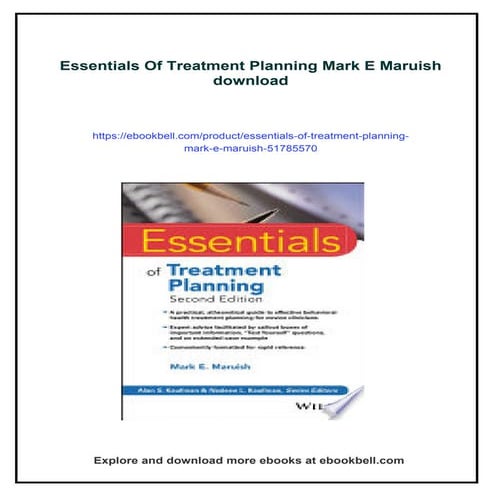 Essentials Of Treatment Planning Mark E Maruish | PDF