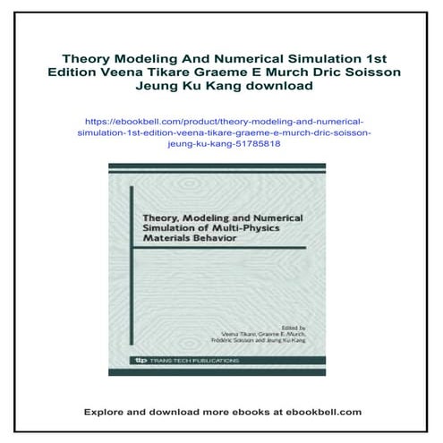Theory Modeling And Numerical Simulation 1st Edition Veena Tikare Graeme E Mu...