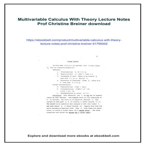 Multivariable Calculus With Theory Lecture Notes Prof Christine Breiner