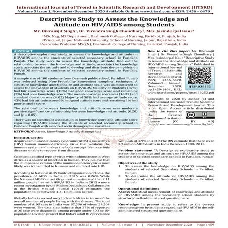 A Descriptive Study to Assess the Level of Knowledge and Attitude ...
