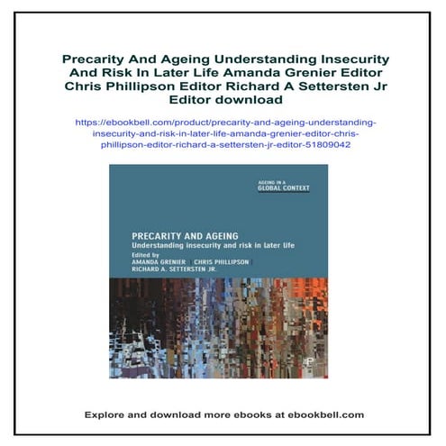 Precarity And Ageing Understanding Insecurity And Risk In Later Life ...