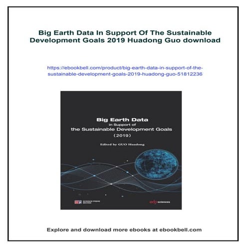 Big Earth Data In Support Of The Sustainable Development Goals 2019 ...
