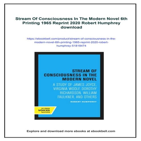 Stream Of Consciousness In The Modern Novel 6th Printing 1965 Reprint 2020 Ro...