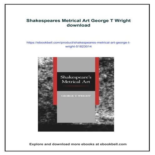 Shakespeares Metrical Art George T Wright | PDF