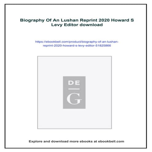 Biography Of An Lushan Reprint 2020 Howard S Levy Editor | PDF