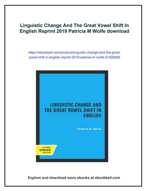 洋書 Linguistic Change and the Great Vowel Linguistic change and the great vowel shift in English: Wolfe
