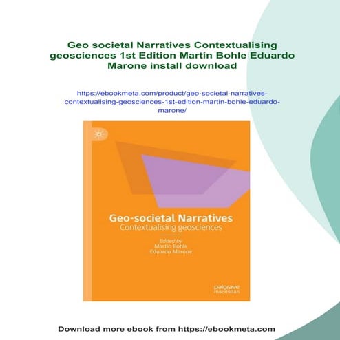 Geo societal Narratives Contextualising geosciences 1st Edition Martin Bohle ...