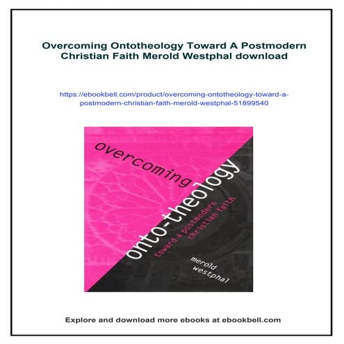 Overcoming Ontotheology Toward A Postmodern Christian Faith Merold ...