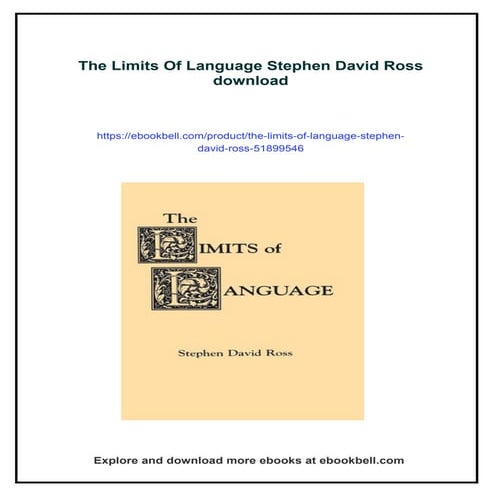 The Limits Of Language Stephen David Ross | PDF