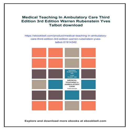 Medical Teaching In Ambulatory Care Third Edition 3rd Edition Warren ...