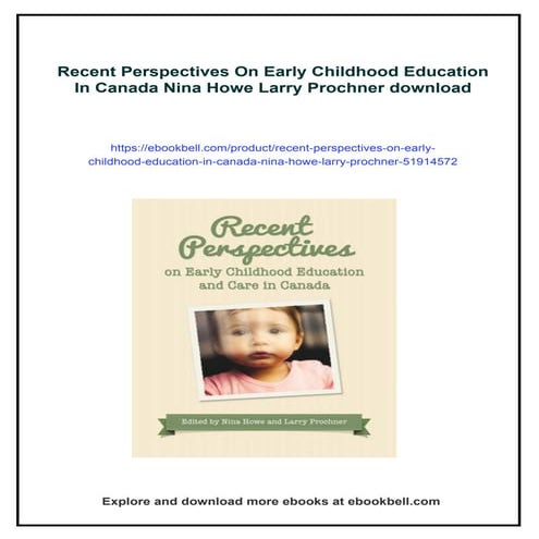 Recent Perspectives On Early Childhood Education In Canada Nina Howe ...