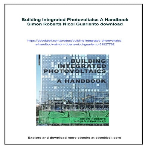 Building Integrated Photovoltaics A Handbook Simon Roberts Nicol Guariento