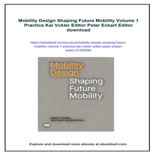 Mobility Design Shaping Future Mobility Volume 1 Practice Kai Vckler ...