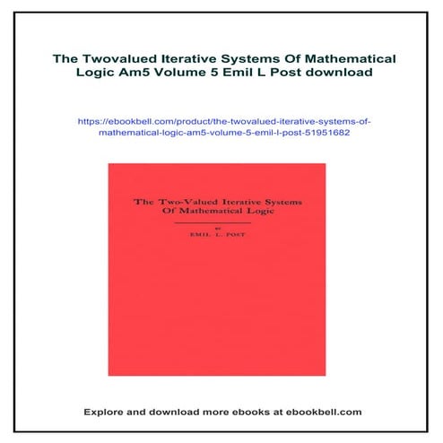 The Twovalued Iterative Systems Of Mathematical Logic Am5 Volume 5 Emil L Post