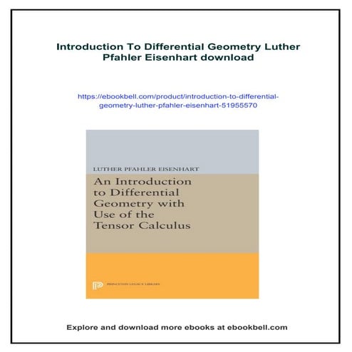 Introduction To Differential Geometry Luther Pfahler Eisenhart