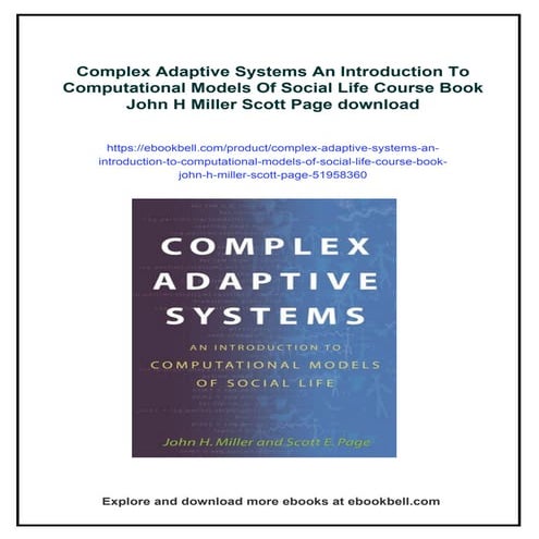 Complex Adaptive Systems An Introduction To Computational Models Of Social Li...
