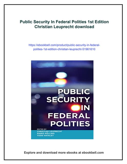 Public Security In Federal Polities 1st Edition Christian Leuprecht