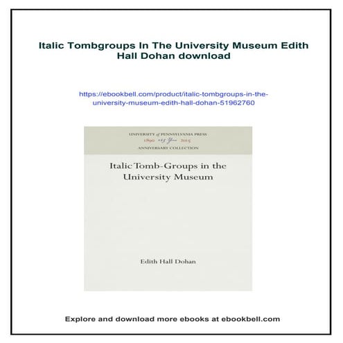 Italic Tombgroups In The University Museum Edith Hall Dohan | PDF