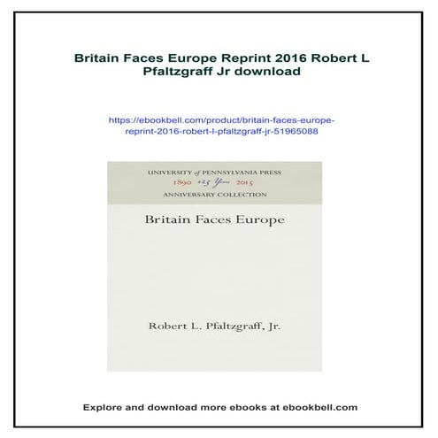 Britain Faces Europe Reprint 2016 Robert L Pfaltzgraff Jr