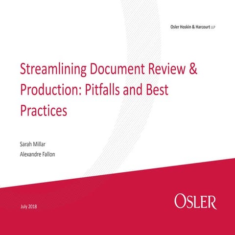 Streamlining Document Review & Production: Pitfalls and Best Practices 