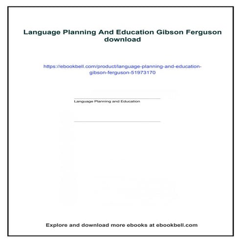 Language Planning And Education Gibson Ferguson