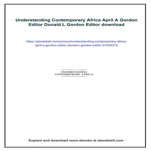 Understanding Contemporary Africa April A Gordon Editor Donald L Gordon ...