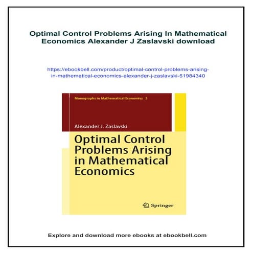 Optimal Control Problems Arising In Mathematical Economics Alexander J ...
