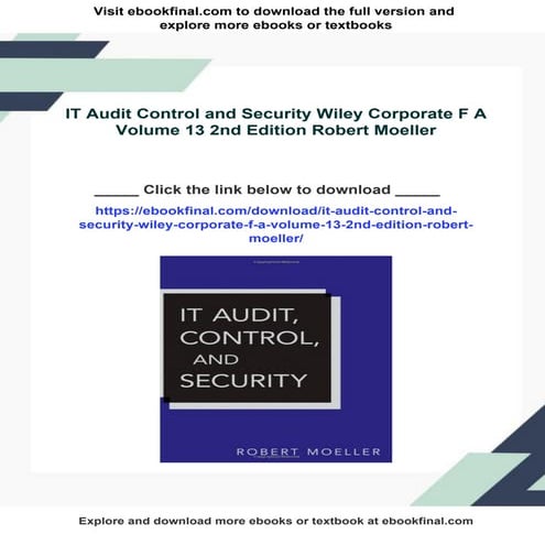 IT Audit Control and Security Wiley Corporate F A Volume 13 2nd Edition Rober...