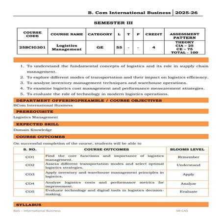 25BCIG301 - Logistics Management QB Unit 1.pdf