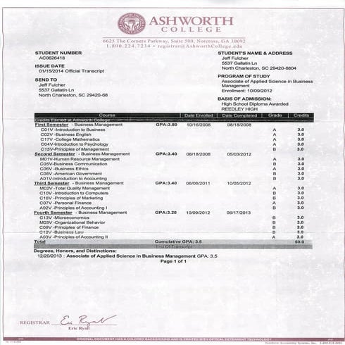 Official Transcript | PDF